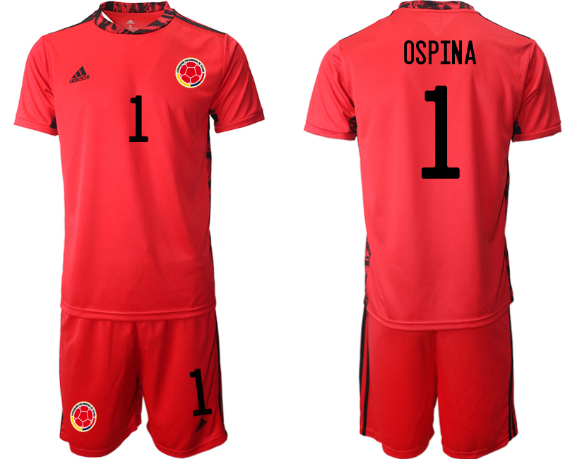 Men 2020-2021 Season National team Colombia goalkeeper red #1 Soccer Jersey3